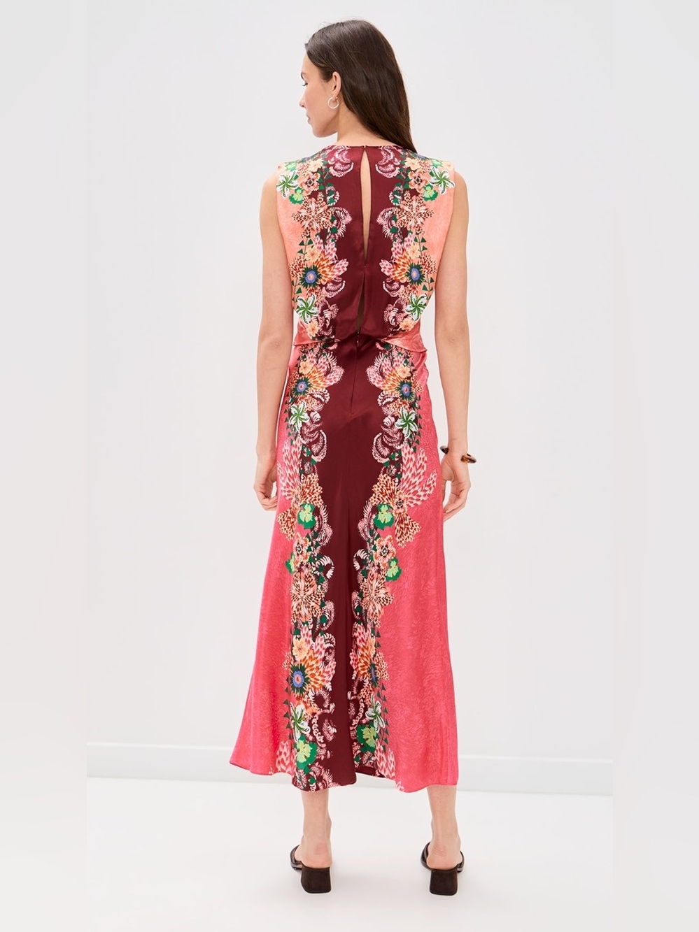 New Saloni Gewn Dress In Fiori Border Size M - Picture 8 of 9